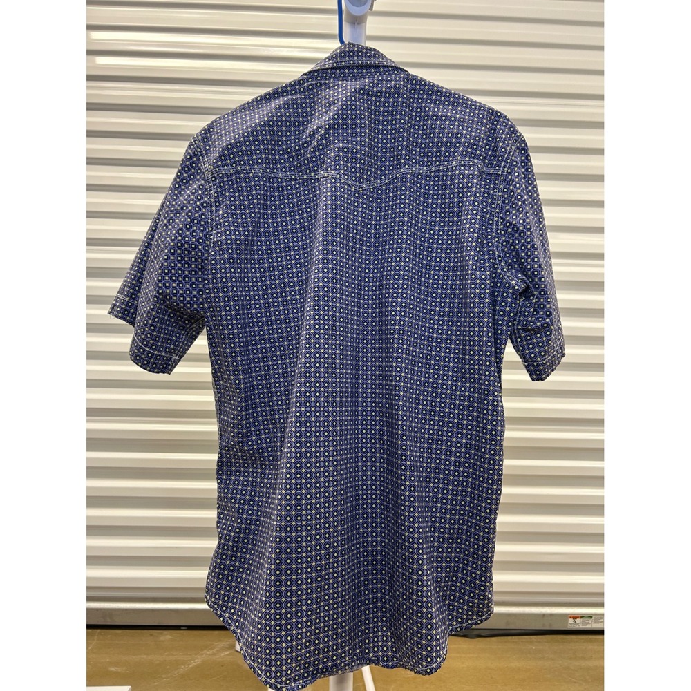 Wrangler Shirt Men M Blue 20X Competition Western Pearl Snap Geometric Comfort - Picture 4 of 9